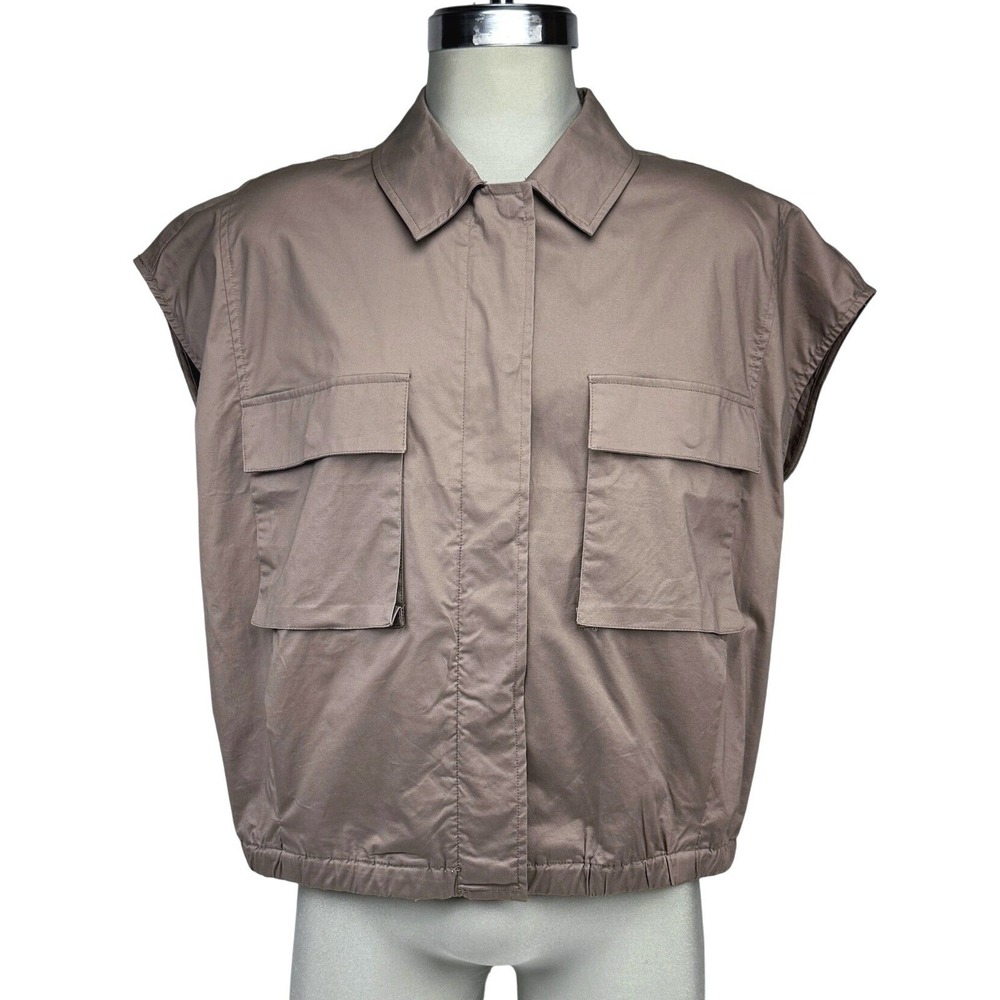 FRANK AND OAK Organic Cotton Sleeveless Gray Taupe Utility Vest Size L